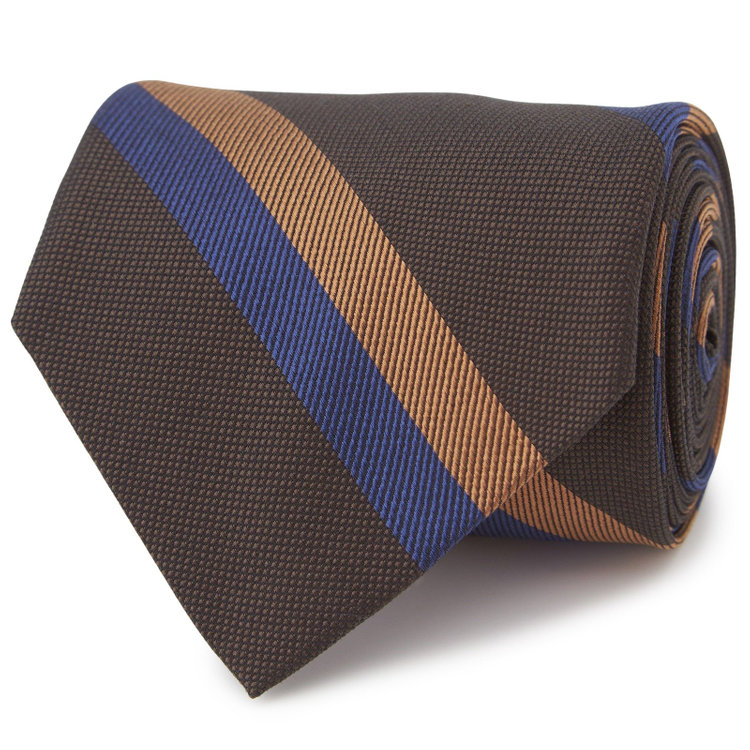 シルバーライン 【SILVER LINE】コットンシルクストライプネクタイ 8.5cm幅/ブラウン/ITALIAN FABRICS その他