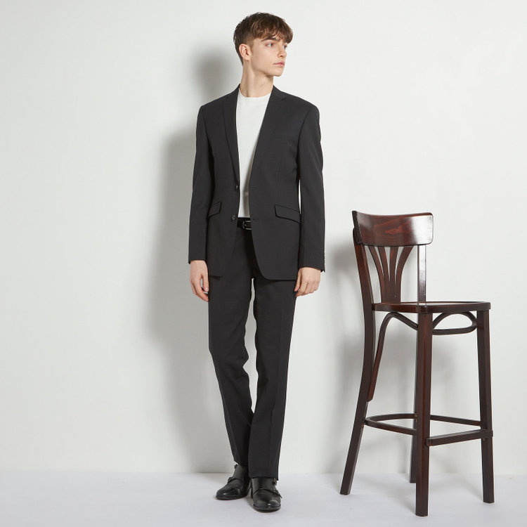 ブラックライン 【KSW】【年間】2釦シングルスーツ 0タック/ブラック/ウエストムーブ/ウォッシャブル/MOVING STRETCH/※裾上げ必要 黒