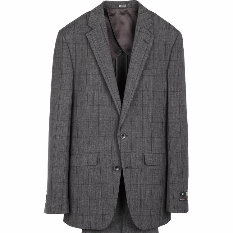 スーツセレクト 【WEB限定/OUTLET】【SLIM TAPERED_2】【春夏】2釦シングルスーツ 0タック/グレー×チェック/4S SUSTAINABILITY&ECOLOGY FABRIC グレー系(灰)