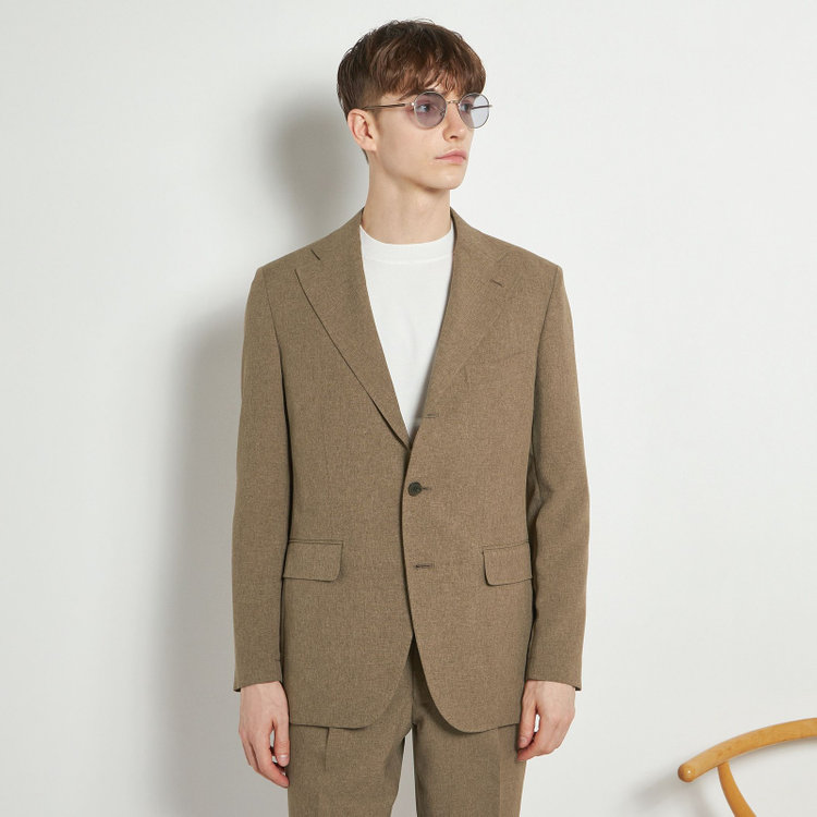 シルバーライン 【RBC】【春夏】3釦段返りシングルスーツ 2タック/ブラウン/ドローコード&ウエストシャーリング/※パンツ裾上げ済仕様 茶中間