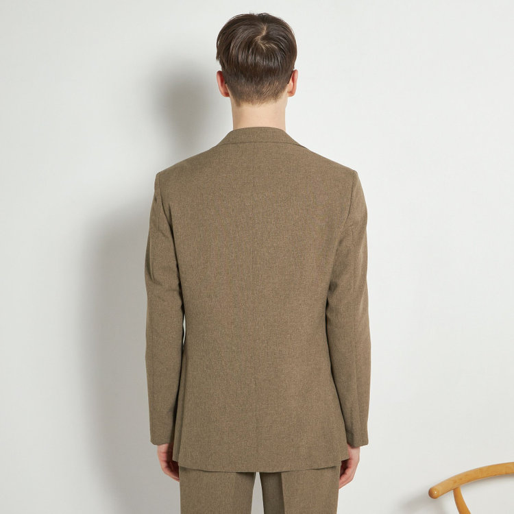 シルバーライン 【RBC】【春夏】3釦段返りシングルスーツ 2タック/ブラウン/ドローコード&ウエストシャーリング/※パンツ裾上げ済仕様 茶中間