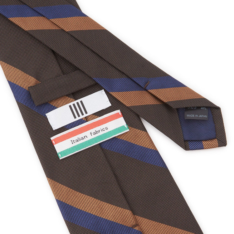 シルバーライン 【SILVER LINE】コットンシルクストライプネクタイ 8.5cm幅/ブラウン/ITALIAN FABRICS その他
