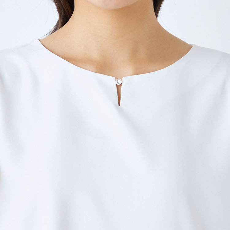 シルバーライン 【SILVER LINE/5分袖】フラワースリーブプルオーバー/ホワイト 白