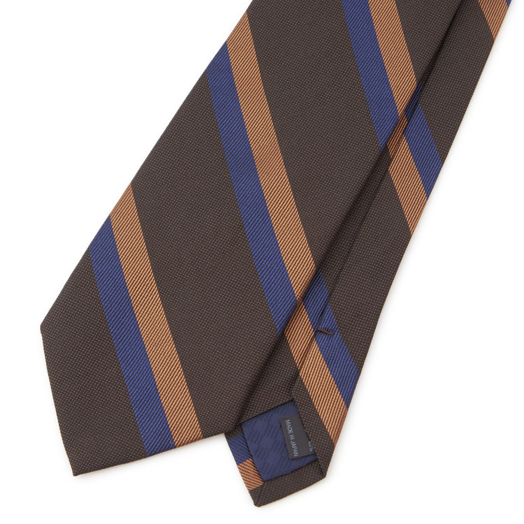 シルバーライン 【SILVER LINE】コットンシルクストライプネクタイ 8.5cm幅/ブラウン/ITALIAN FABRICS その他