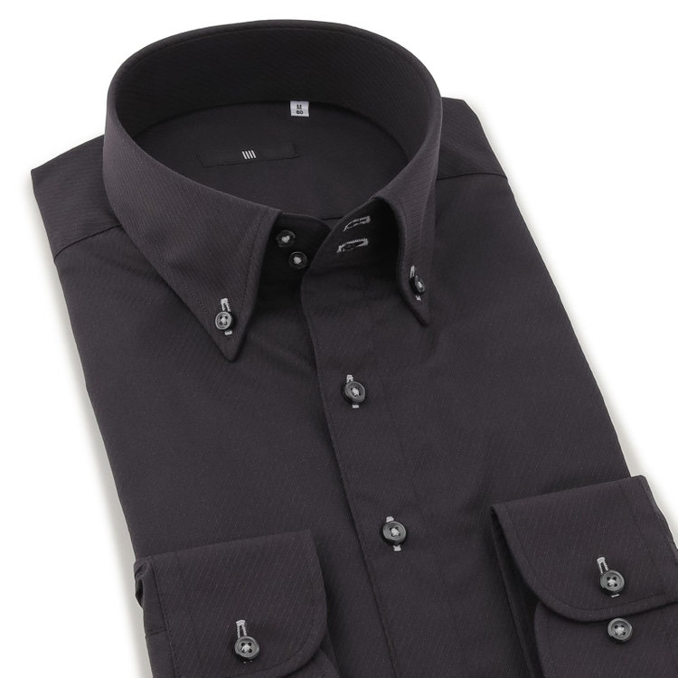 ブラックライン 【BLACK LINE】【形態安定】ボタンダウンドレスワイシャツ/ブラック×ドビーツイル 黒