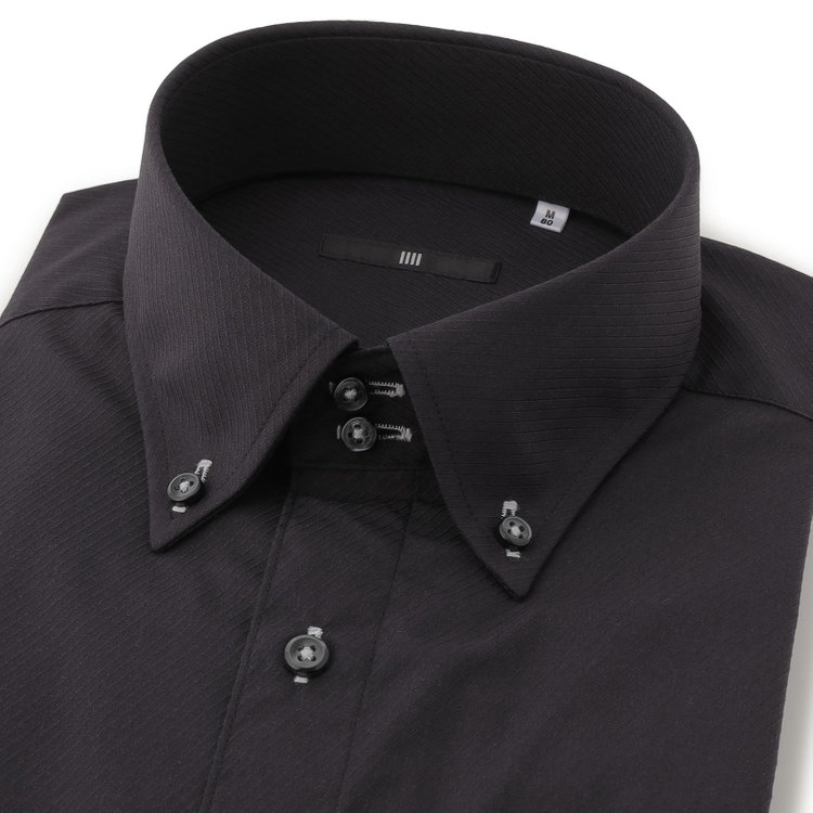 ブラックライン 【BLACK LINE】【形態安定】ボタンダウンドレスワイシャツ/ブラック×ドビーツイル 黒