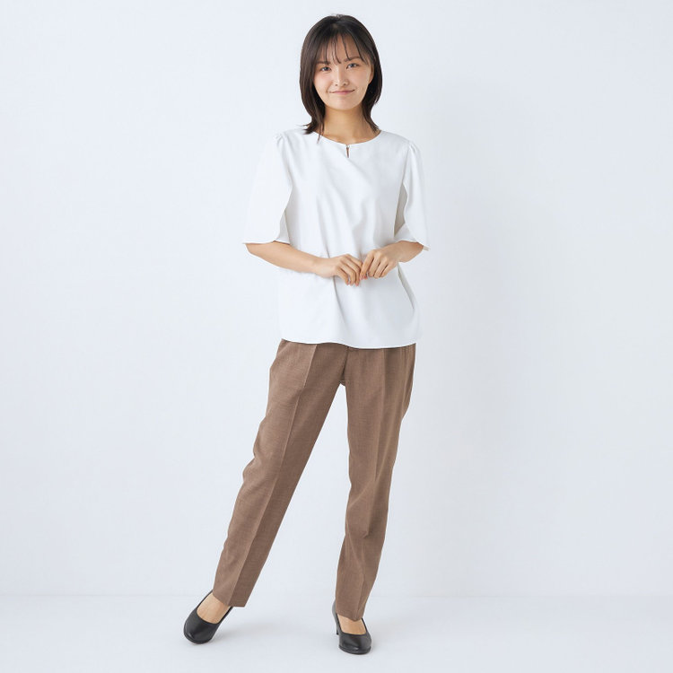 シルバーライン 【SILVER LINE/5分袖】フラワースリーブプルオーバー/ホワイト 白