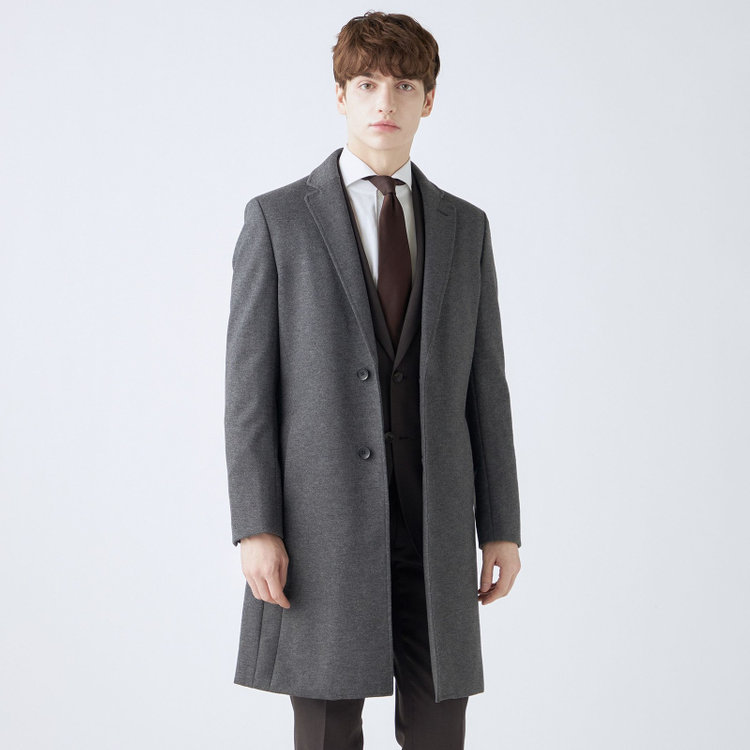 ブラックライン 【SKINNY】ウールブレンドニットチェスターコート/グレー/4S グレー中間