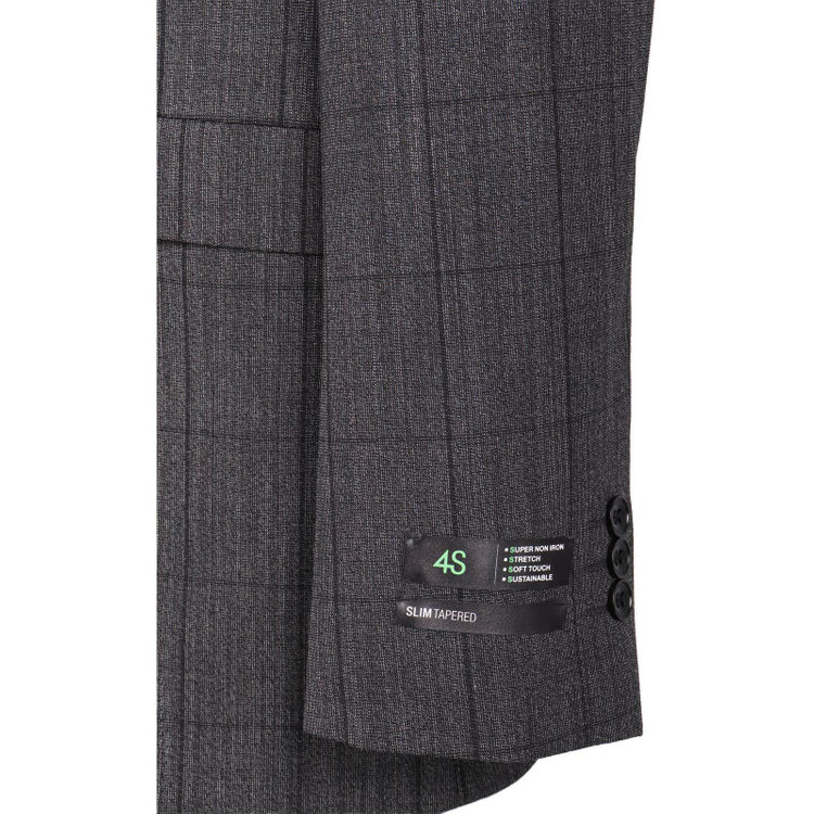 スーツセレクト 【WEB限定/OUTLET】【SLIM TAPERED_2】【春夏】2釦シングルスーツ 0タック/グレー×チェック/4S SUSTAINABILITY&ECOLOGY FABRIC グレー系(灰)