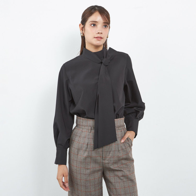 【SILVER LINE/長袖】ボウタイブラウス/ブラック