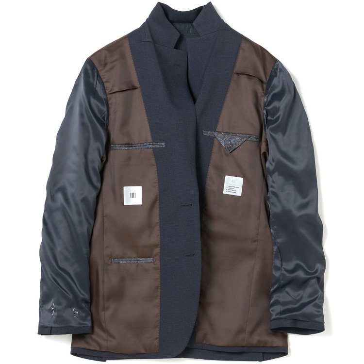 SUIT SELECT　アウトレット 【WEB限定/OUTLET/日焼け等有】【CLASSICO TAPERED】【秋冬】2釦シングルスーツ 1タック/ネイビー＆ブラック×ハウンドトゥース/ウエストムーブ/4S /※パンツ裾上げ済仕様 紺中間