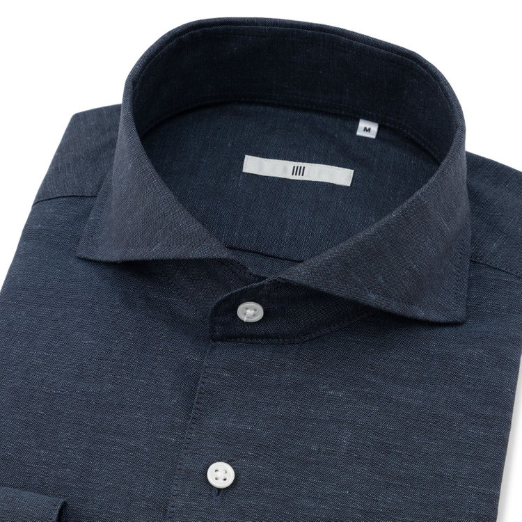 シルバーライン 【SILVER LINE/七分袖】ホリゾンタルワイドカラーワイシャツ/ネイビー 紺中間