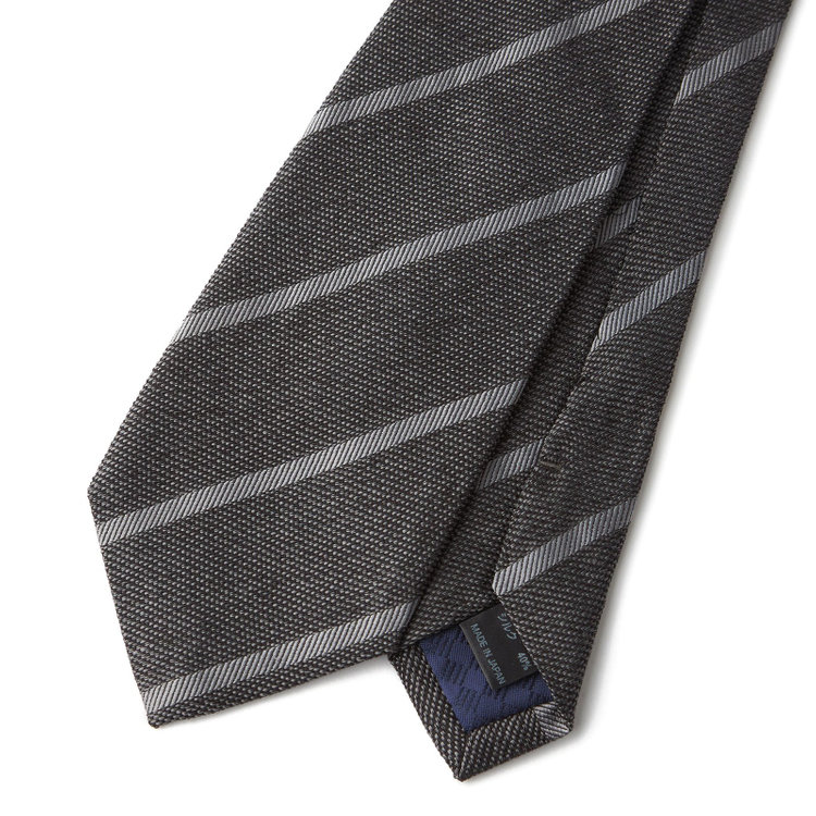 ブラックライン 【BLACK LINE】コットンシルクストライプネクタイ 7.5cm幅/グレー/ITALIAN FABRICS その他