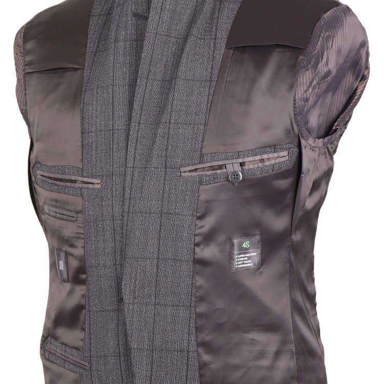 スーツセレクト 【WEB限定/OUTLET】【SLIM TAPERED_2】【春夏】2釦シングルスーツ 0タック/グレー×チェック/4S SUSTAINABILITY&ECOLOGY FABRIC グレー系(灰)