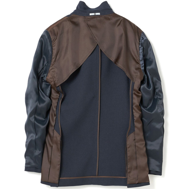 SUIT SELECT　アウトレット 【WEB限定/OUTLET/日焼け等有】【CLASSICO TAPERED】【秋冬】2釦シングルスーツ 1タック/ネイビー＆ブラック×ハウンドトゥース/ウエストムーブ/4S /※パンツ裾上げ済仕様 紺中間