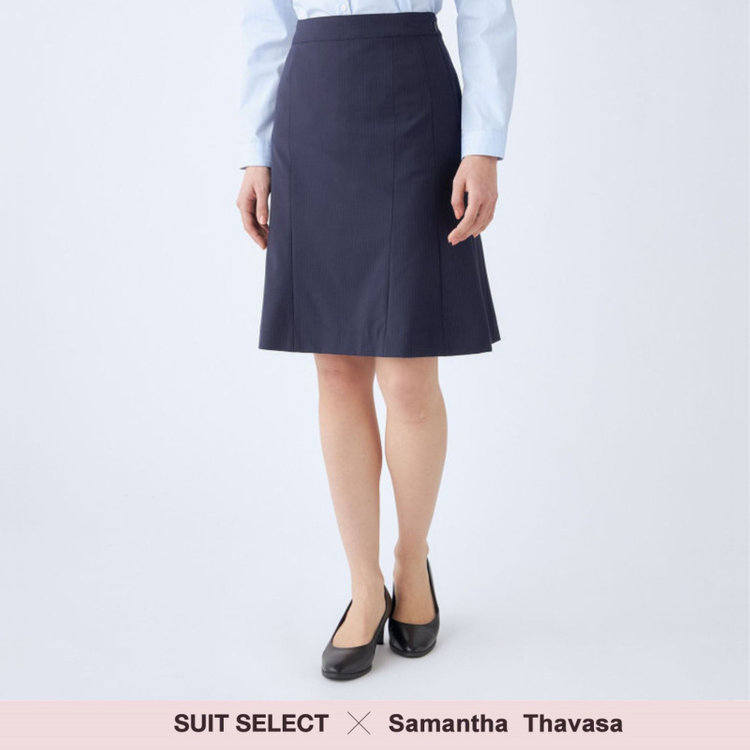 スーツセレクト 【SUIT SELECT×Samantha Thavasa】【年間】Aラインスカート/ネイビー×ストライプ/4S/マシンウォシャブル その他
