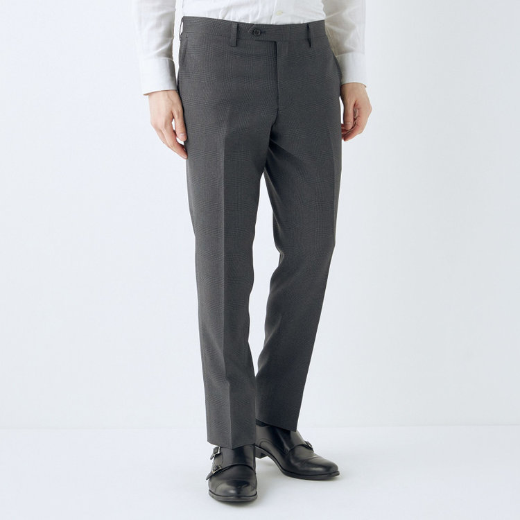 ブラックライン 【KSW】【春夏】0タックパンツ/グレー×チェック/※裾上げ済仕様 グレー中間