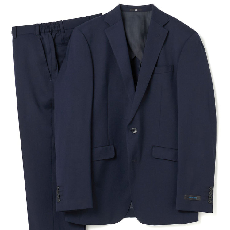 ブラックライン 【KSW】【年間】2釦シングルスーツ 0タック/ネイビー/ウエストシャーリング/ウォッシャブル/MOVING STRETCH/※裾上げ必要 紺中間