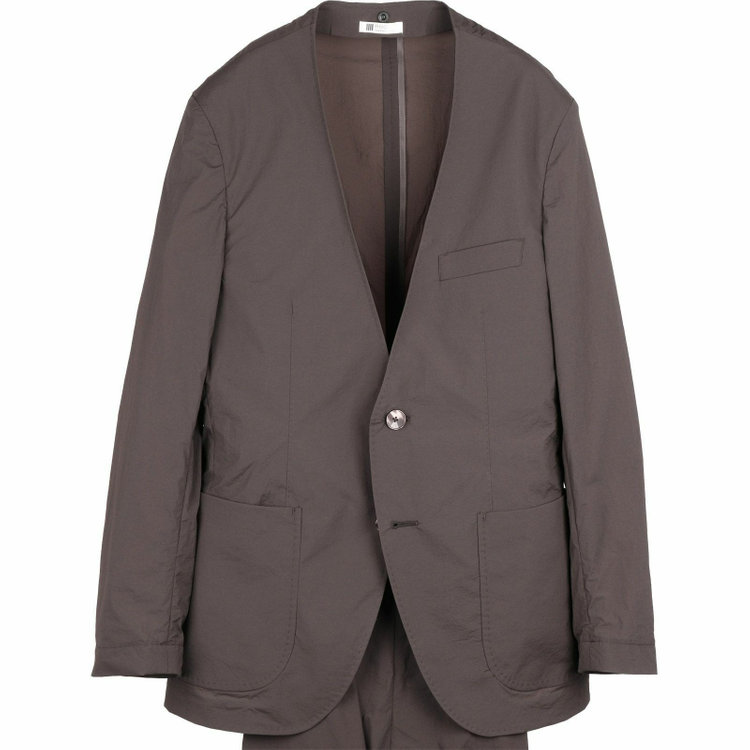 スーツセレクト 【WEB限定/OUTLET】【RBC】【春夏】スペアパンツ付き/2WAYワイドラペル＆ノーカラー2釦シングルスーツ 1タック＆2タック/ブラウングレー/ドローコード&ウエストシャーリング/※パンツ裾上げ済仕様/ウォッシャブル グレー系(灰)