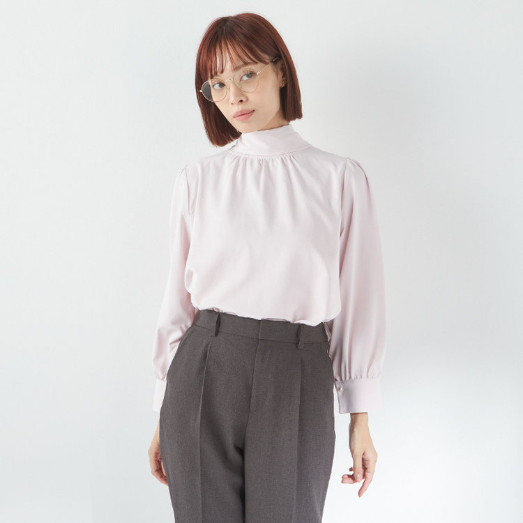 スーツセレクト 【SUIT SELECT×Samantha Thavasa】【長袖】前後2WAYボウタイブラウス/ピンク/「ウォッシャブル可能」「2WAYストレッチ」「防シワ」「UV加工」「接触冷感」「透け軽減」 赤淡色