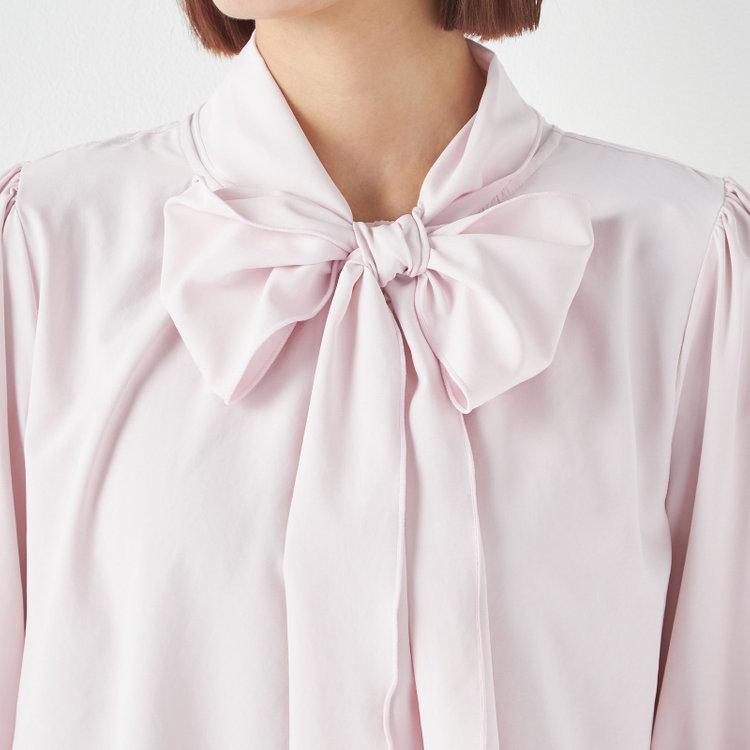 スーツセレクト 【SUIT SELECT×Samantha Thavasa】【長袖】前後2WAYボウタイブラウス/ピンク/「ウォッシャブル可能」「2WAYストレッチ」「防シワ」「UV加工」「接触冷感」「透け軽減」 赤淡色
