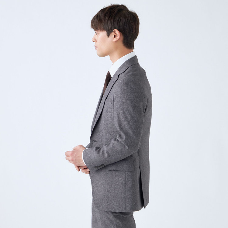 シルバーライン 【CLASSICO TAPERED】【秋冬】2釦シングルスリーピーススーツ 1タックテーパードパンツ/グレー/ウエストムーブ/4S SUSTAINABILITY&ECOLOGY FABRIC/※パンツ裾上げ済仕様 グレー中間