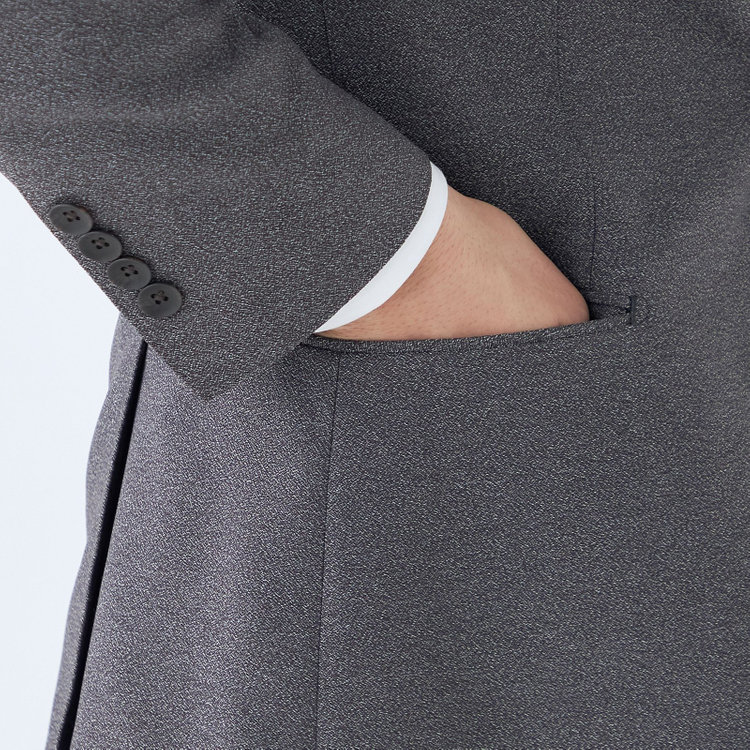 シルバーライン 【CLASSICO TAPERED】【秋冬】2釦シングルスリーピーススーツ 1タックテーパードパンツ/グレー/ウエストムーブ/4S SUSTAINABILITY&ECOLOGY FABRIC/※パンツ裾上げ済仕様 グレー中間