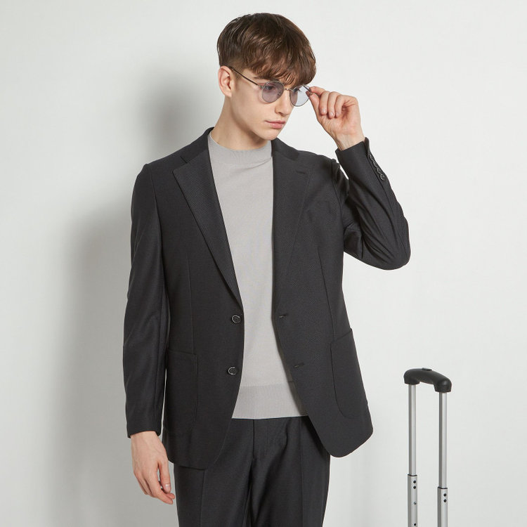 シルバーライン 【CLASSICO TAPERED】【春夏】2釦シングルジャケット/ブラック/パッチポケット/4S SUSTAINABILITY&ECOLOGY FABRIC 黒