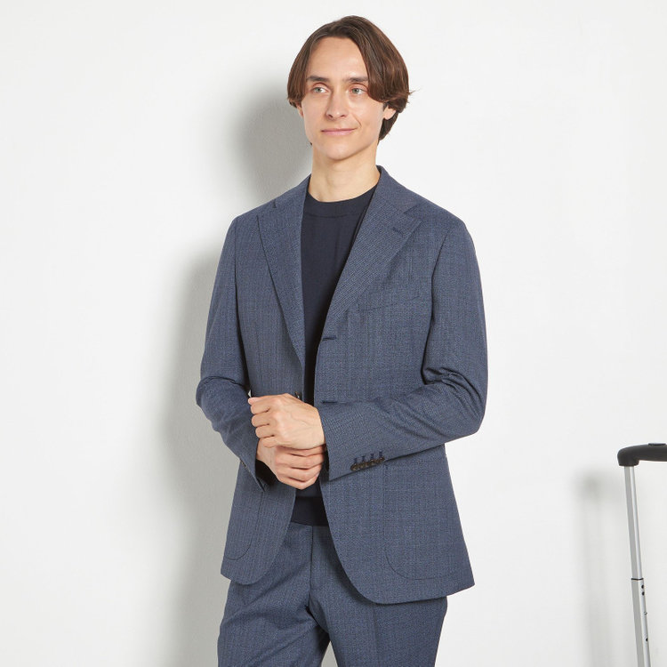 シルバーライン 【CLASSICO TAPERED】【春夏】3釦段返りシングルスーツ 2タック/ネイビー/パッチポケット/ウエストムーブ/MARZOTTO/※裾上げ必要 青濃色