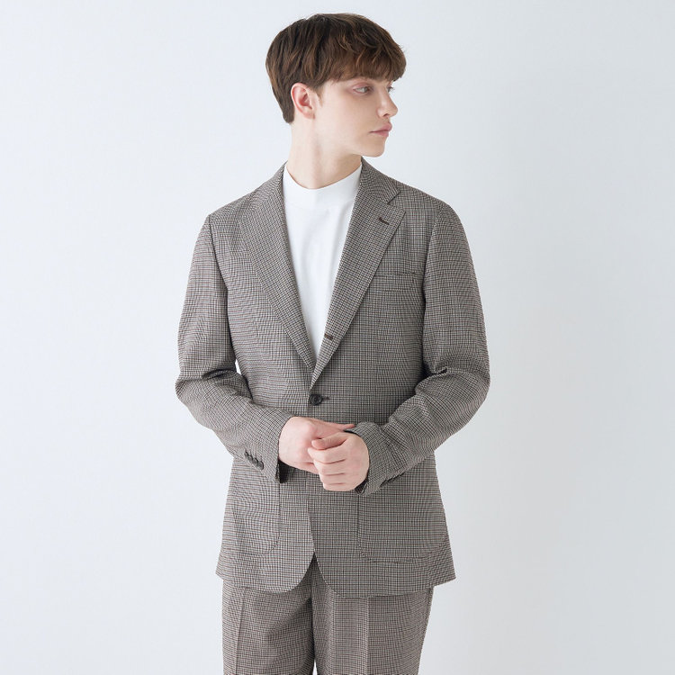 シルバーライン 【RBC】【春夏】3釦段返りジャケット/ブラウン×チェック/パッチポケット/4S SUSTAINABILITY&ECOLOGY FABRIC その他