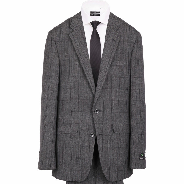 スーツセレクト 【WEB限定/OUTLET】【SLIM TAPERED_2】【春夏】2釦シングルスーツ 0タック/グレー×チェック/4S SUSTAINABILITY&ECOLOGY FABRIC グレー系(灰)