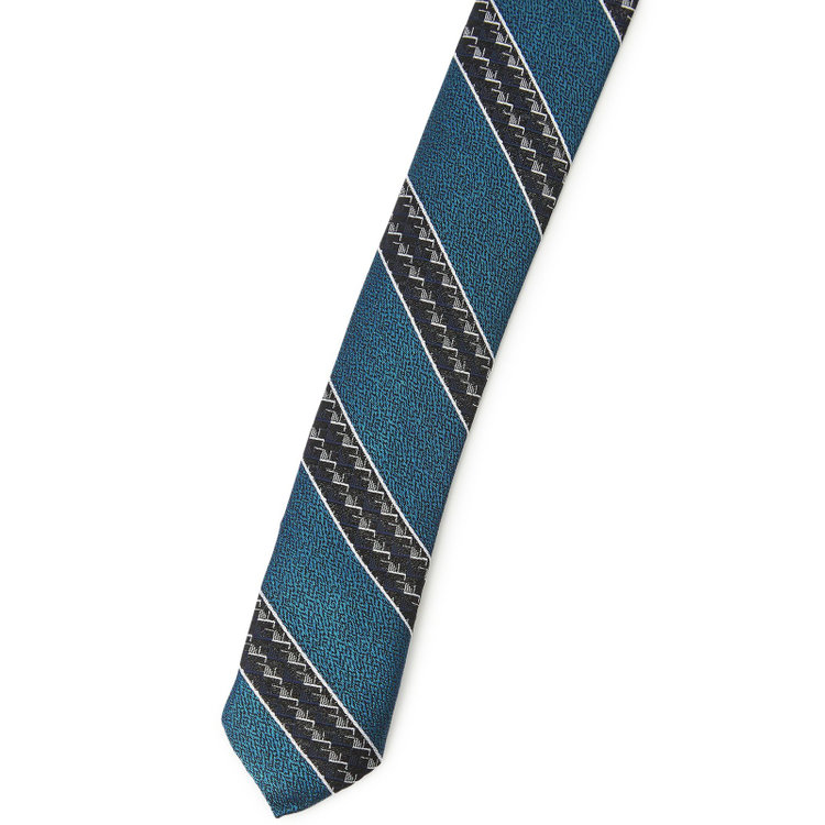 シルバーライン 【発送在庫あり】【SILVER LINE】シルクストライプネクタイ 8.0cm幅/ネイビーブルー×ネイビー＆シルバー その他