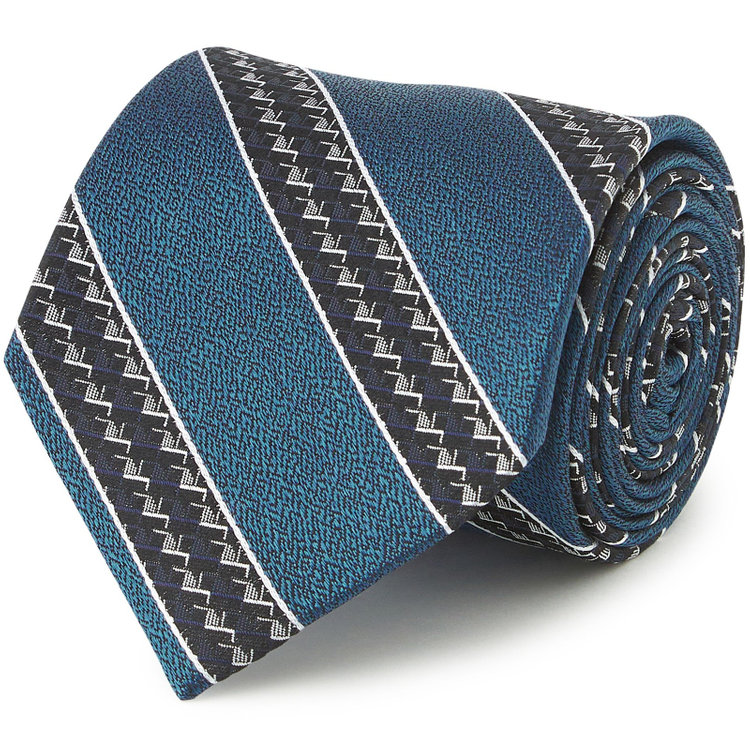 シルバーライン 【発送在庫あり】【SILVER LINE】シルクストライプネクタイ 8.0cm幅/ネイビーブルー×ネイビー＆シルバー その他