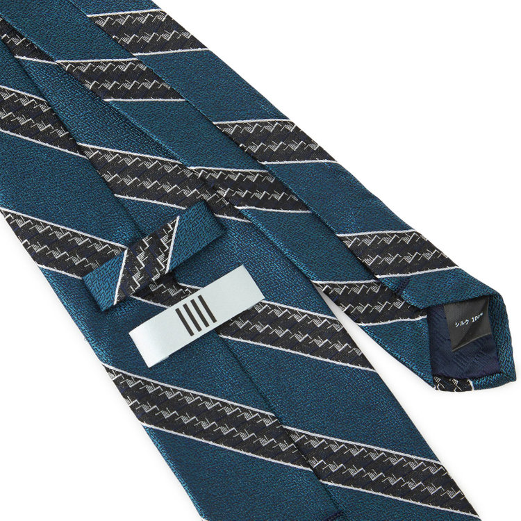 シルバーライン 【発送在庫あり】【SILVER LINE】シルクストライプネクタイ 8.0cm幅/ネイビーブルー×ネイビー＆シルバー その他