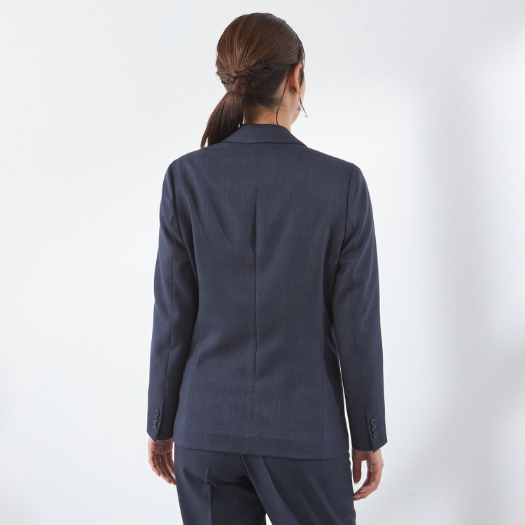 シルバーライン 【SILVER LINE】【秋冬】1釦パンツスーツ/ネイビー×チェック/ウォッシャブル/ウエストシャーリング/4S SUSTAINABILITY&ECOLOGY FABRIC/※パンツ裾上げ済仕様 紺中間