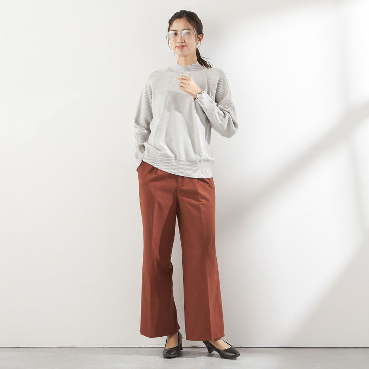 シルバーライン ケーブルハイネックニット/グレー グレー淡色