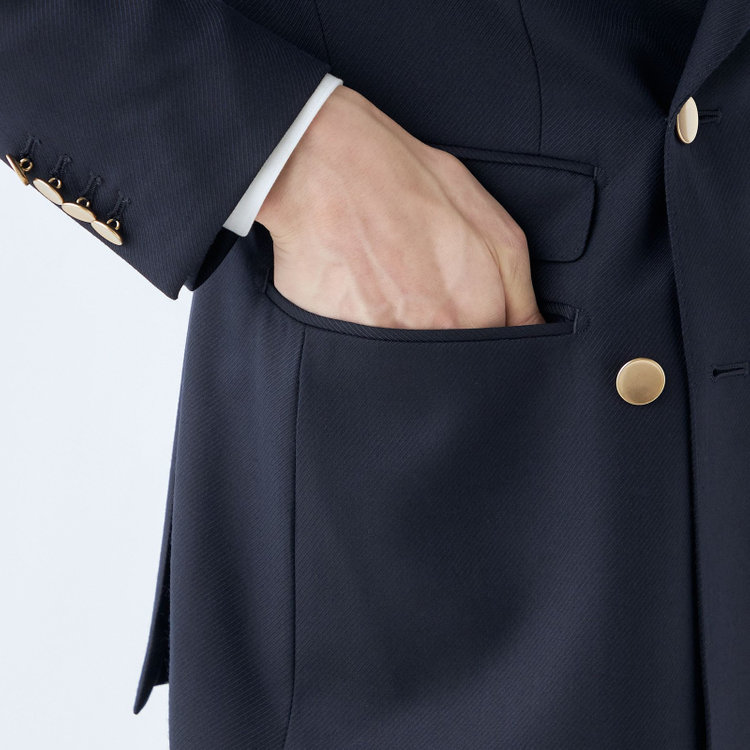 シルバーライン 【CLASSICO TAPERED】【秋冬】ウール6釦2掛けダブルジャケット/ネイビー/チェンジポケット/ゴールド釦/NEW ZEALAND WOOL 紺中間