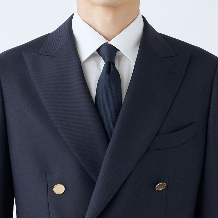 シルバーライン 【CLASSICO TAPERED】【秋冬】ウール6釦2掛けダブルジャケット/ネイビー/チェンジポケット/ゴールド釦/NEW ZEALAND WOOL 紺中間