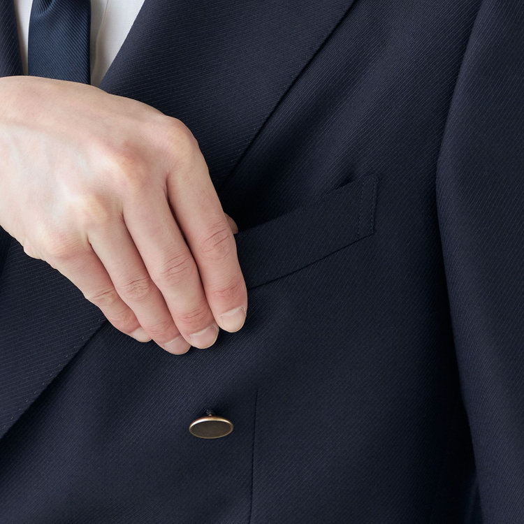 シルバーライン 【CLASSICO TAPERED】【秋冬】ウール6釦2掛けダブルジャケット/ネイビー/チェンジポケット/ゴールド釦/NEW ZEALAND WOOL 紺中間