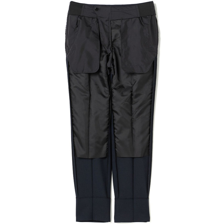 SUIT SELECT　アウトレット 【WEB限定/OUTLET/日焼け等有】【CLASSICO TAPERED】【秋冬】2釦シングルスーツ 1タック/ネイビー＆ブラック×ハウンドトゥース/ウエストムーブ/4S /※パンツ裾上げ済仕様 紺中間