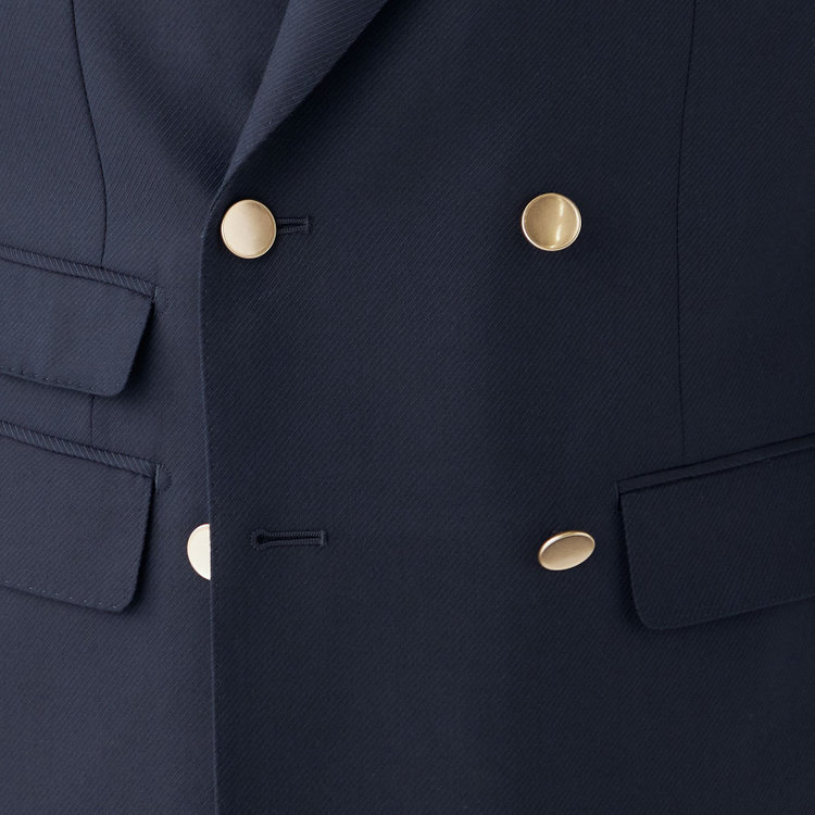 シルバーライン 【CLASSICO TAPERED】【秋冬】ウール6釦2掛けダブルジャケット/ネイビー/チェンジポケット/ゴールド釦/NEW ZEALAND WOOL 紺中間