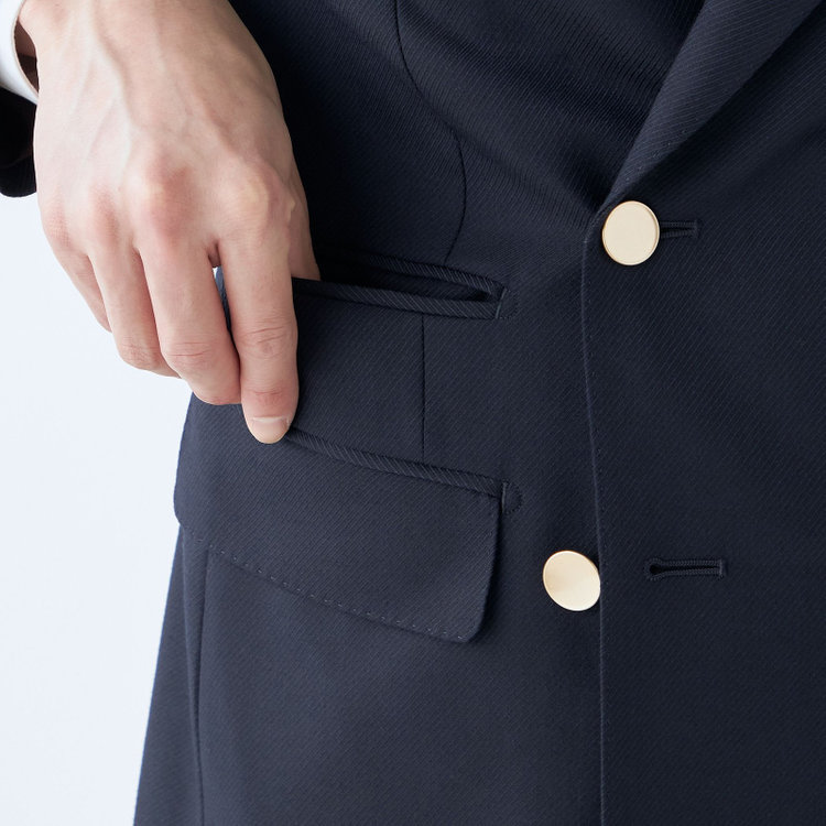 シルバーライン 【CLASSICO TAPERED】【秋冬】ウール6釦2掛けダブルジャケット/ネイビー/チェンジポケット/ゴールド釦/NEW ZEALAND WOOL 紺中間
