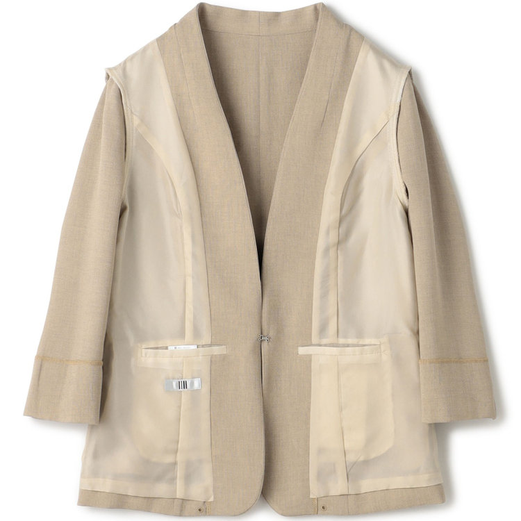 ブラックライン 【WEB限定/OUTLET】【SL】【春夏】ノーカラー七分袖ジャケット/ベージュ/ウォッシャブル ベージュ系(薄茶)