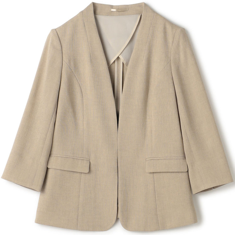 ブラックライン 【WEB限定/OUTLET】【SL】【春夏】ノーカラー七分袖ジャケット/ベージュ/ウォッシャブル ベージュ系(薄茶)