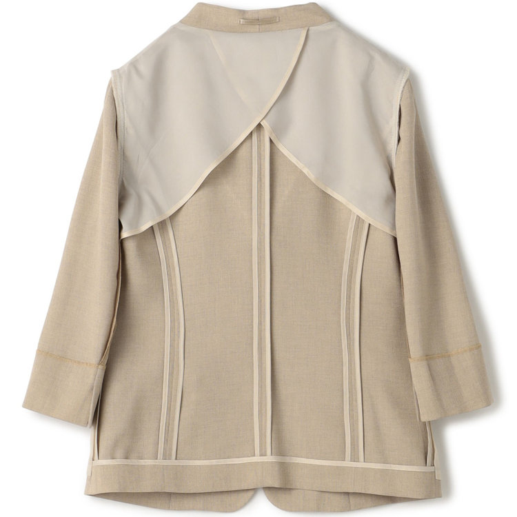 ブラックライン 【WEB限定/OUTLET】【SL】【春夏】ノーカラー七分袖ジャケット/ベージュ/ウォッシャブル ベージュ系(薄茶)