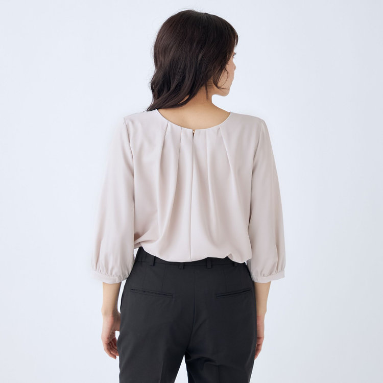 シルバーライン 【SILVER LINE/7分袖】前後2WAYクルーネックプルオーバー/ベージュ/「ウォッシャブル可能」「2WAYストレッチ」「防シワ」「UV加工」「接触冷感」 茶淡色