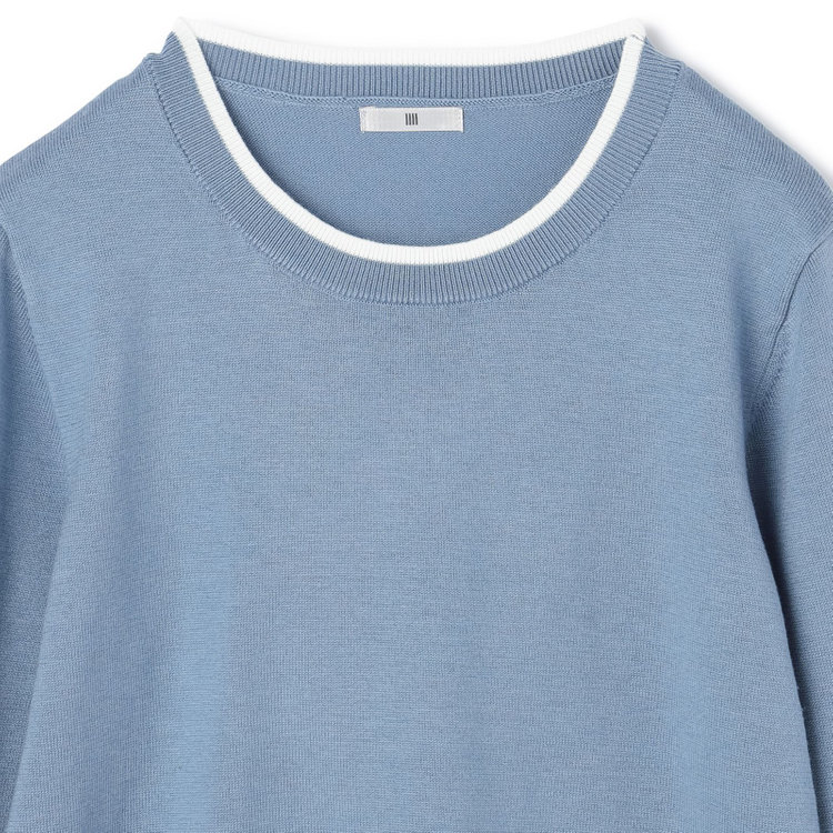 シルバーライン 【SL】【秋冬】 ラウンドネック ニットセーター/ブルー/マシンウォッシャブル 青淡色