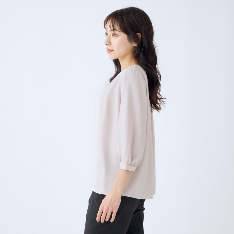 シルバーライン 【SILVER LINE/7分袖】前後2WAYクルーネックプルオーバー/ベージュ/「ウォッシャブル可能」「2WAYストレッチ」「防シワ」「UV加工」「接触冷感」 茶淡色