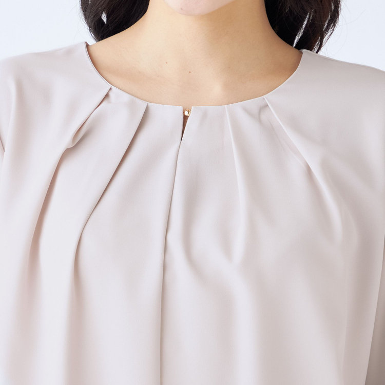 シルバーライン 【SILVER LINE/7分袖】前後2WAYクルーネックプルオーバー/ベージュ/「ウォッシャブル可能」「2WAYストレッチ」「防シワ」「UV加工」「接触冷感」 茶淡色