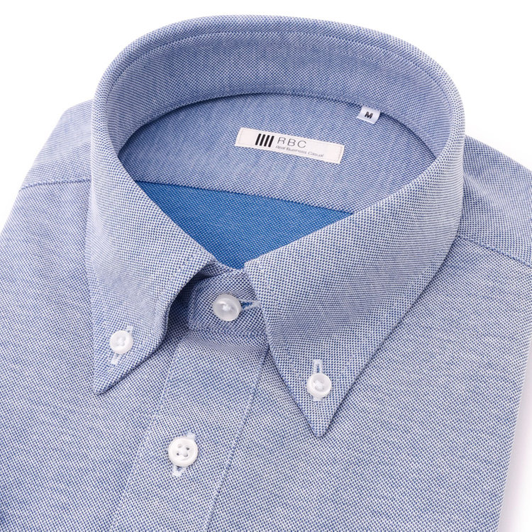 シルバーライン 【RBC/五分袖】ボタンダウンビズポロシャツ プルオーバータイプ/ブルー/4S コットンブレンド 紺淡色
